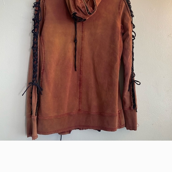 SALVAGE Y2K Corset Lace Up Sleeves Distressed Grunge Hoodie. L - Picture 12 of 12